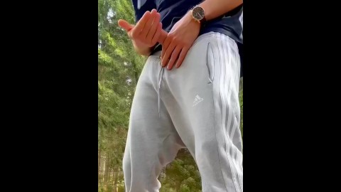 Straight Polish german Sneakers Master jerks off public in the Forest Exhibitionist jerking off Jerk